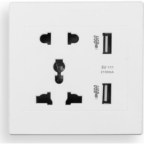 Socket Dual 2.1A 5V USB Electric Wall Charger Adapter 110v 220v Dock Station Socket Power Outlet Panel Plate Phone Charger