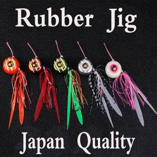 Hunthouse rubber jig fishing lure lead fish jigging Metal Lead Jig Head swim bass skirt 45 60 80 100 120g Boat Bait Lure