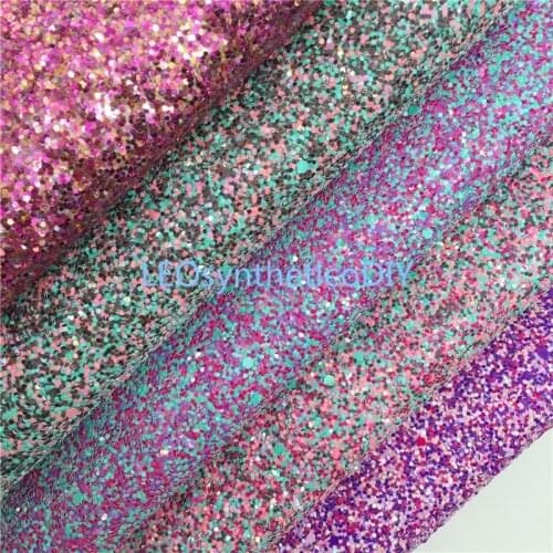 1PC 21X29CM Mixed Colors Glitter Fabric, Chunky Glitter Leather, Glitter Leather Sheets For Making Bows LEOsyntheticoDIY T467A