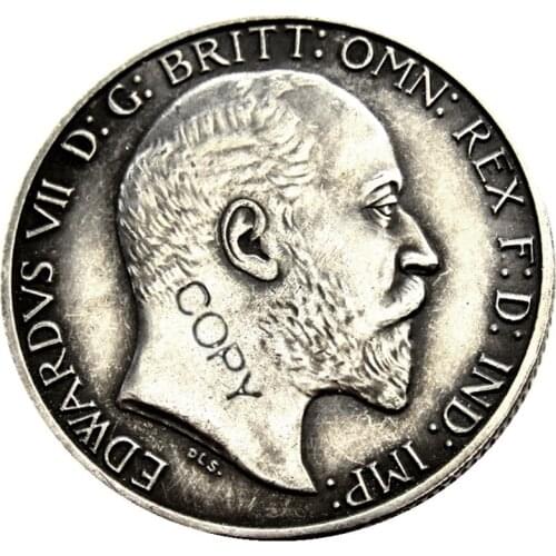 Great Britain 1902 1903 1905 King Edward VII Silver Florin Silver Plated Copy Coin