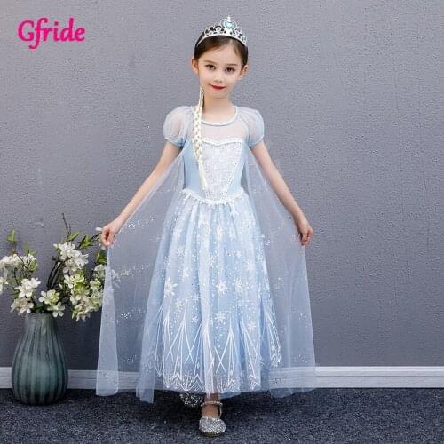 Birthday Party Dress Halloween Girls Snow Queen Costume With Cape For Children Dress Up Cosplay Snow Queen Clothing