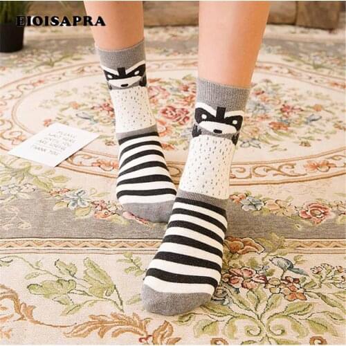 [EIOISAPRA]Terry-Loop Cute Socks Cartoon Animals Patterns Casual Funny Socks Autumn Winter Warm Sokken Christmas Calcetines Gift