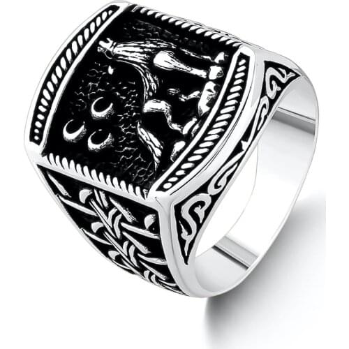 Handmade Sterling Silver With Wolf Motif For Men Solid 925 Sterling Silver Animal Men Jewelry Men For Gifts