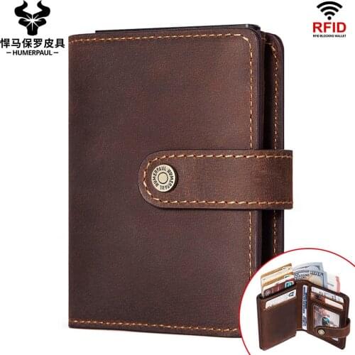 2021 New Mens Leather Coin Purse RFID Anti-magnetic Short Wallet European American Retro Zipper Card Package Men