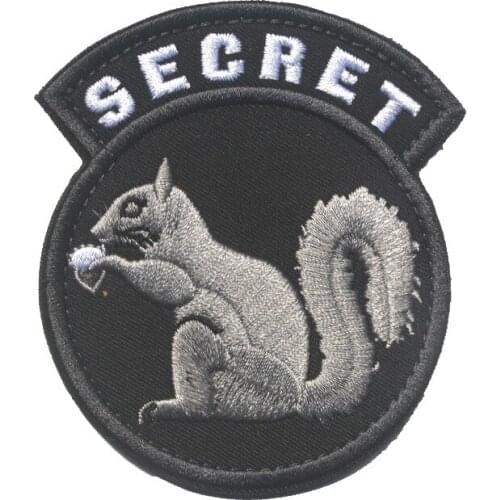 Top Secret Squirrel 3D Embroidery Patches Men In Black Velcro Armband Tactical Army Badge For Clothes Jackets Backpack
