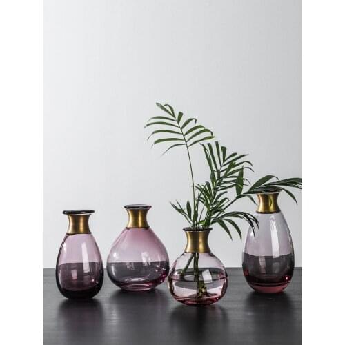 Japanese table top Retro Small Vase Copper Ring bottle mouth creative simple wind table top decoration modern living room home d