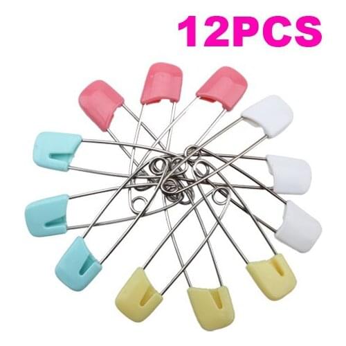 New 12Pcs Candy Color Safety Pins Findings Safe Secure Clips for Baby Care Shower Cloth Diaper Pins Brooch Holder Dropshipping
