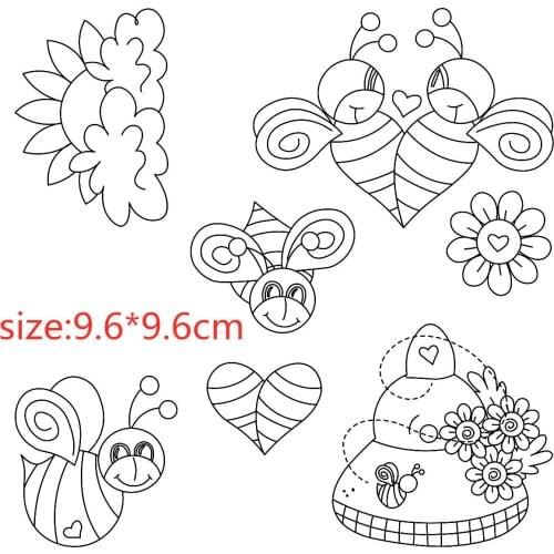 Bees Transparent Silicone Rubber Stamp And Metal Die Sheet Cling Scrapbooking DIY Cute Pattern Photo Album Stamp