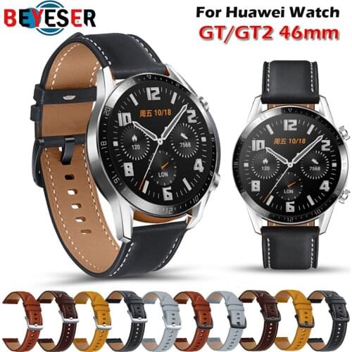 Genuine Leather Strap For Huawei Watch GT 2 / Pro / 2E / GT 46mm Band 22mm Watch Strap GT2 gt2e Bracelet Watchband Wristband