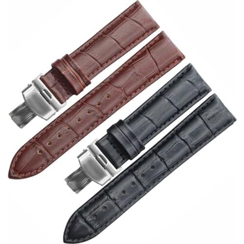 Handmade Genuine Leather Watch Band Croco Strap With Folding Depolyant Buckle Clasp 16 18 20 22 mm Men Women for Any Watches