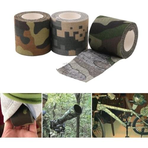 Self-adhesive Non-woven Camouflage Cohesive Camping Hunting Camo Stealth Tape 5M