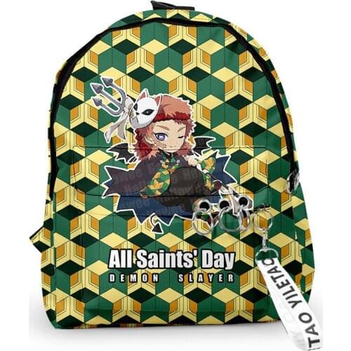 Demon Slayer Cosplay Kawaii Anime School Backpack Casual Unisex Character 3D Print Japanese Shoulder Travel Bags For Boy Girls