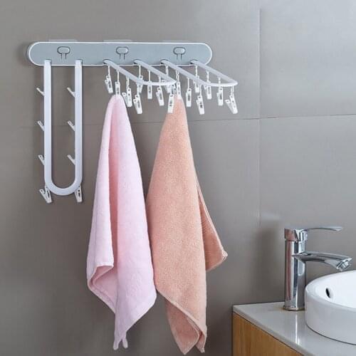 Household Pressing Folding Socks Drying Storage Rack Wall-mounted Childrens Drying Rack Windproof Clothespin Towel Rack