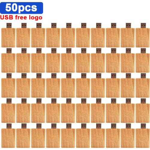 50pcs/lot free custom logo Wooden block cle USB 8gb 128gb Flash Drive pendrive 4GB 16GB 32GB 64GB USB 2.0 Pen Drive Memory Stick