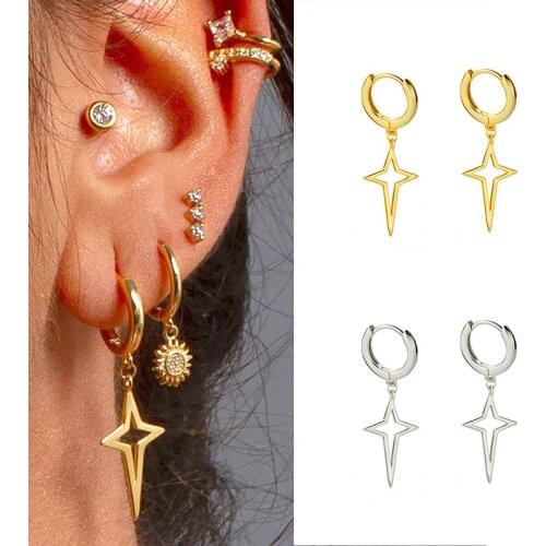 925 Sterling Silver Ear Buckle Star Pendant High-Quality Hoop Earring For Women Korean Style Fashion Jewelry Birthday Gifts