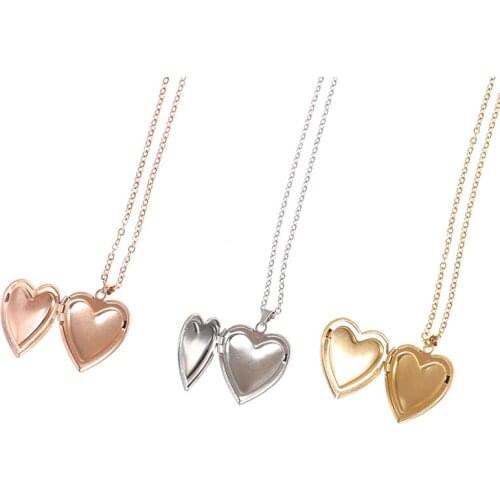 1PC Heart Shaped Friend Photo Picture Frame Locket Pendant for Necklace Jewelry Couple Valentines Day Gift Romantic