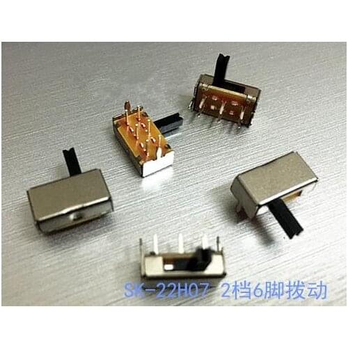 10PCS SK-22H07 6mm High Side Toggle switch 2P2T 2 Position Slide Switch 6 Pin DC 50V 0.3A SK22H07