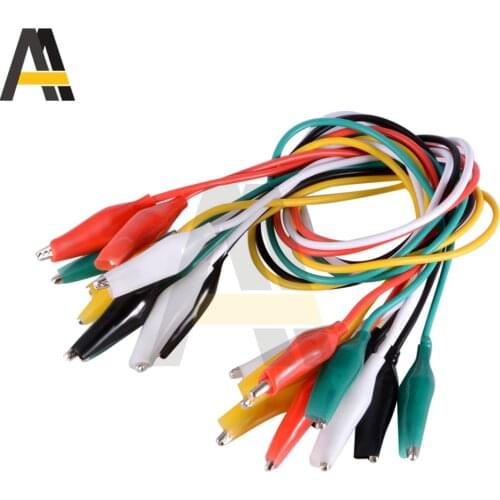 10Pcs Alligator Clips 5 Colors Double Clips Crocodile Cable Alligator Jumper Wire Test Leads Clips 50cm Electrical Test Cable
