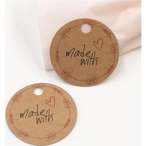 100pcs 1.18inch Round Shape Small Gift Hang Paper Tag Handmade decor for Gift box/Bag/Bottle/Jewelry/Envelope