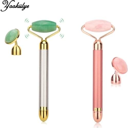 Electric Natural Jade Roller Face Massager Firming Skin Anti-wrinkles Double-heads Massage Roller Derma Roller Skin Care Tools