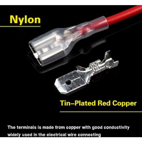 200Pcs/Set 6.3mm Insulated Electrical Wire Crimp Terminal Spade Connector Insulating Sleeve Assortment