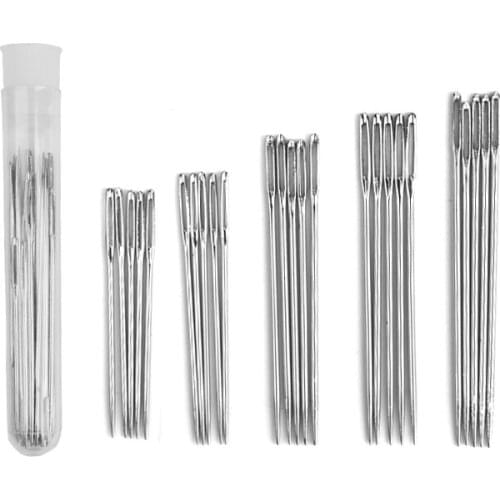 25 PCS 5 Sizes Stainless Steel Large Eye Needles Cross Stitch Needles Embroidery Tool Household Sewing Tool
