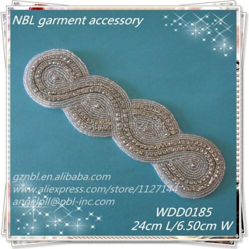 30 PIECES) Crystal bridal beaded rhinestone sash applique for wedding evening dress DIY iron on WDD0185