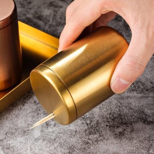 4-color Portable Toothpick Holder Stainless Steel Household Desktop Toothpick Storage Box Toothpick Dispenser Hot Sales
