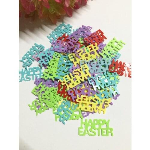 400pcs/lot 27mm Happy Easter Letter Sequins PVC Flat Paillette Crafts For Sewing DIY Accessory Kids DIY
