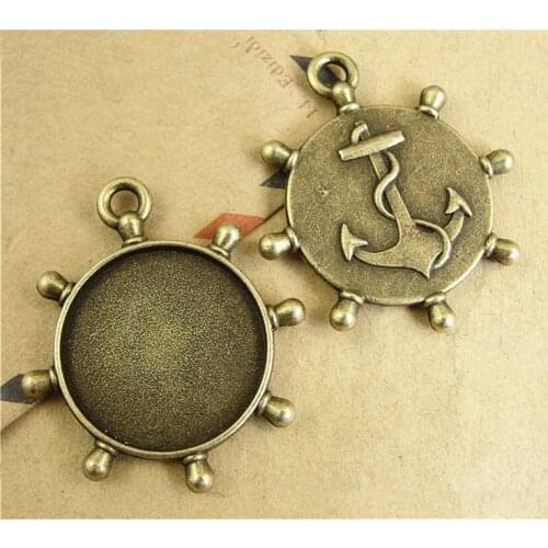 5pcs/lot 20mm Inner Size Antique Bronze Plated Anchor Style Cabochon Base Setting Charms Pendant
