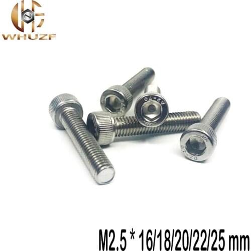 50pcs M2.5 * 28/30/32/35/38/40 mm sus304 stainless steel hexagon socket head cap screw DIN912 model auto diy screws