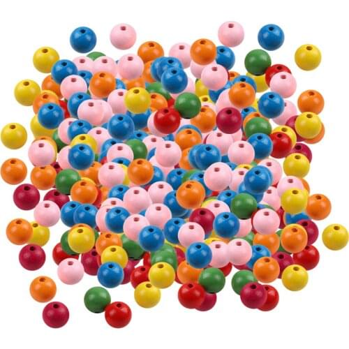500PCS Assorted Color Round Wood Beads Large Hole Wood Spacer Beads DIY Crafts