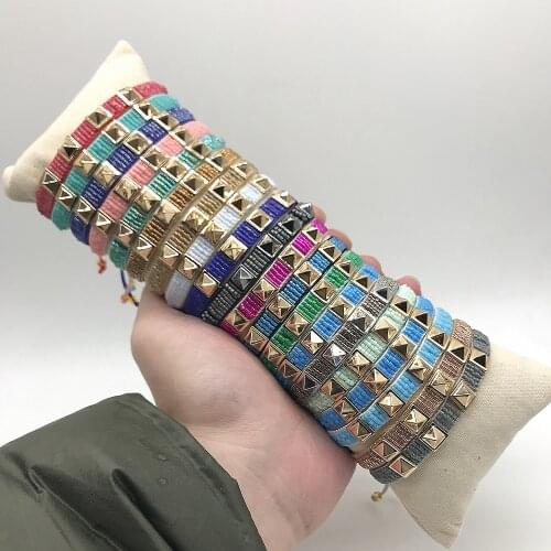BLUESTAR Women Bracelets MIYUKI Bead Bracelet Gold Rivet Pulseras Mujer Moda Handmade Woven Bead 2021