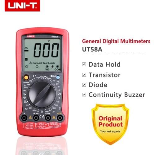 UNI-T UT58A DMM Digital Multimeters DC/AC Voltage Current Resistance Capacitance Tester
