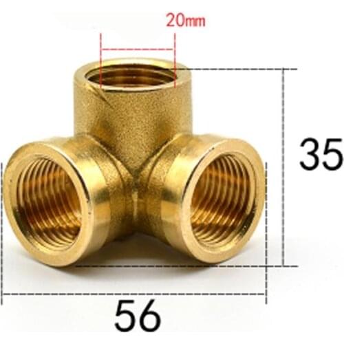 DN15 G 1/2" BSPP Female Brass Corner Angle 3 Ways Pipe Fitting Adapter Coupler Connector Water Gas Oil