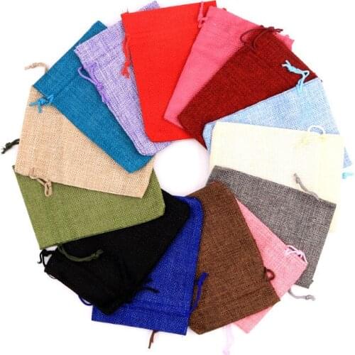 5Pcs/Lot Jute Drawstring Burlap Bag Gifts nuts snacks jewelry Packing Bags Wedding Birthday Party Favors Treat Linen Supplies