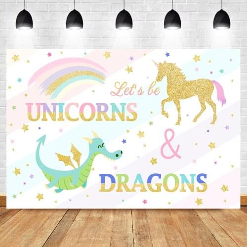 NeoBack Gender Reveal Backdrop Dolden Unicorn or Dragons Gender Reveal Photography Background Gold Glitter Star Photo Backdrop