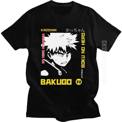 Katsuki Bakugo T Shirt Men Pure Cotton Boku No Hero Academia T-shirt My Hero Academia Hero Tops Clothing School Anime Tees
