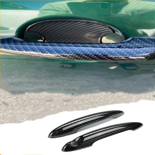 Garniture de poignée de porte en Fiber de carbone ABS, 2 pièces, pour MINI Cooper S R50 R53 R55 R56