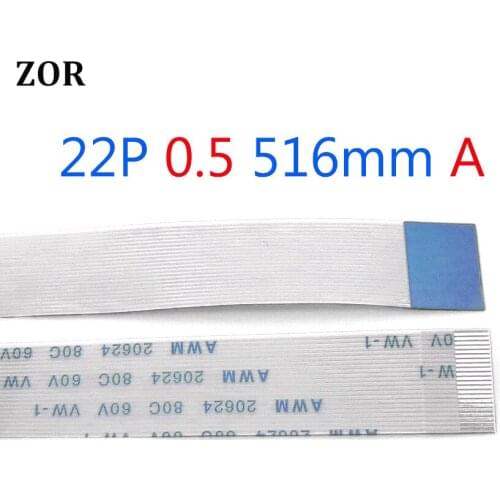 2pcs New FFC FPC Flat Flexible Cable 22 pin 0,5mm, length 516mm Type A Forward Direction Flex Cable AWM 20624 80C VW-1
