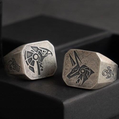 925 silver man ring Egyptian gods eye of Horus trendy male s925 silver ring retro cold wind tail ring personalized single