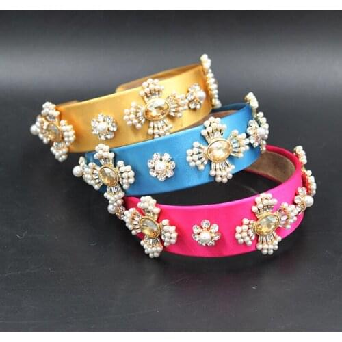 New Fashion Baroque Hair Hoop Personality Cross Inlaid Rhinestone Pearl Geometric Matching Womens Hair Accessories 824