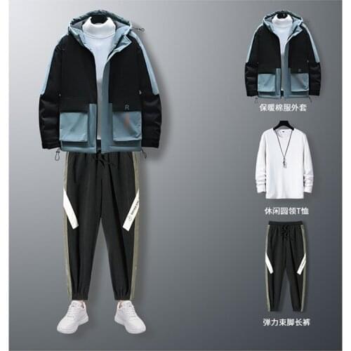 New mens suit fashion personality thick casual wear suit men winter warm hooded plus cotton thick coat