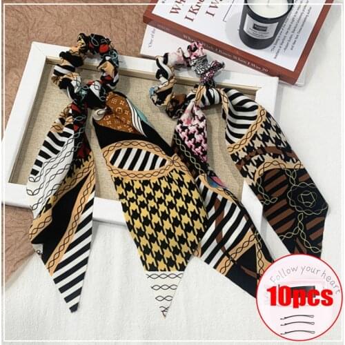 New Style Hair with Coiled Hair Ancient Style Girl Chain Streamer Knotted Fabric Hair Ring Ponytail Hair Rope Jewelry