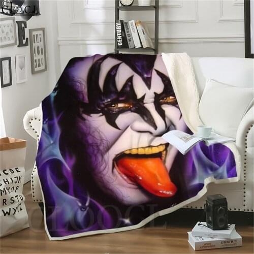 KISS Rock Band Blankets 3D Printed Double Layer Blankets for Beds Outdoor Party Travel Airplane Nap Kids Adult Thicken Quilt