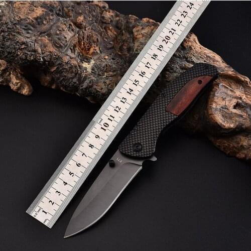 F71 Carbon Brazing Dimensional + Wooden Handle Folding Knife Multi-function Hunting Knife Portable Self-defense Pocket Knifes