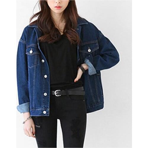 2019 Autumn New Korean Edition European and American Womens Short coat Thin Long Sleeve Loose casual Jean Jacket