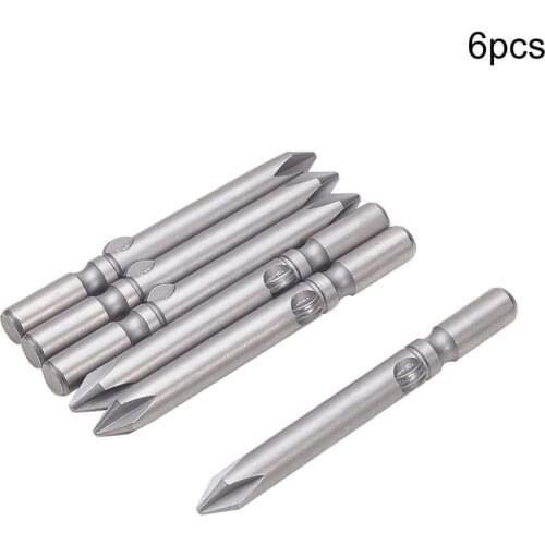 5/6/8pcs 1.6PH00 2.5PH0 2PH0 6PH1 Phillips Screwdriver Bits S2 Crossed Head 60mm Length 5/6mm Diameter Round Shank Magnetic Bits