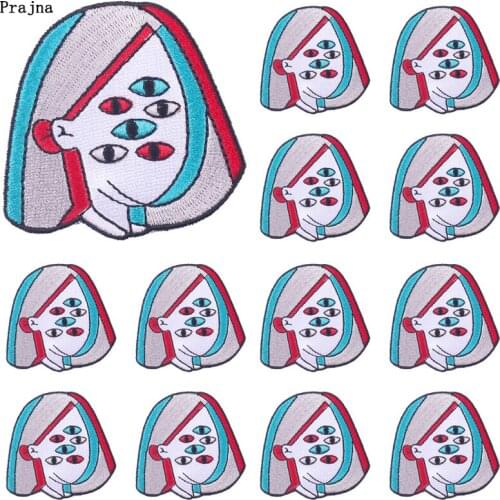 Prajna 10 PCS Punk Patches Clothing Thermoadhesive Patches Anime Embroiderd Paches On Clothes Applique Punk Anime Badges