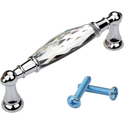 Crystal Cabinet Handles Zinc Alloy Pulls for Cabinets Drawer Dressers Bookcase Cupboard Glass Furniture Handle